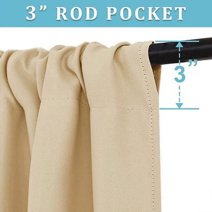 RYB HOME Extra Wide Curtains for Bedroom Living Dining Room 63 inches Long | Thermal Insulated,Privacy,Drapes for Large Window,Triple-weave Fabric,For Better Sleep,W62 x L63,Biscotti Beige,2 Panels - Image 2