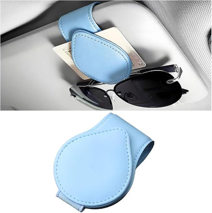 Sunglasses Holder for Car Visor, Magnetic Leather Sun Visor Eyeglasses Hanger & Ticket Card Clip, for Most Cars by Unknown