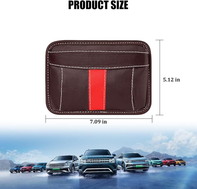 Car Seat Side Pocket Organizer, Leather Vehicle Seat Gap Filler Organizer, Automotive Console Side Cell Phone & Sunglasses Holder Storage Bag, Universal for SUV Automobile Truck (Coffee) - Image 2