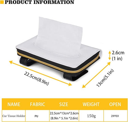 Biyejit Car Tissue Holder, Leopard Print PU Leather Hanging Paper Towel Box, Auto Napkin Holder Cover Paper Tissue Dispenser for Sun Visor & Backseat Vehicle - Image 2