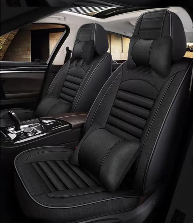 Custom Car Seat Covers Fit for Wrangler JL JK Rubicon Sahara Grand Cherokee L Cherokee Compass Renegade Gladiator Wagoneer Liberty Commander Grand Cherokee SRT (Black (Linen)) - Image 2