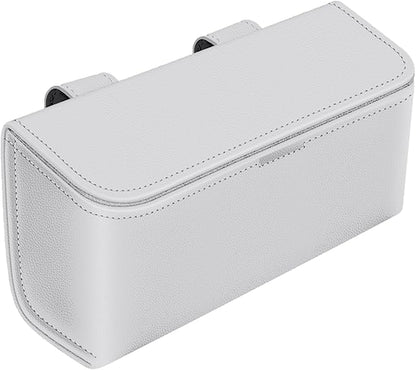 Universal Car Sunglasses Holder for Sun Visor, Premium Magnetic Leather Eyeglass Hanger Clip & Visor Organizer, Large Capacity Car Interior Accessories Fit for Women Men Grey by KLAKEY
