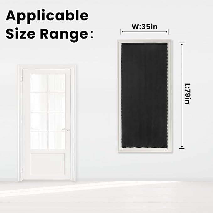 Adhesive Blackout Curtains- Self Stick Shades Window Blinds Curtains No Rod Needed Easy to Hang Curtains, Use for Bedroom, Living Room, Dining Room, Kitchen, Home Office, 35"W X 79"L, Black, 1 Panel - Image 7
