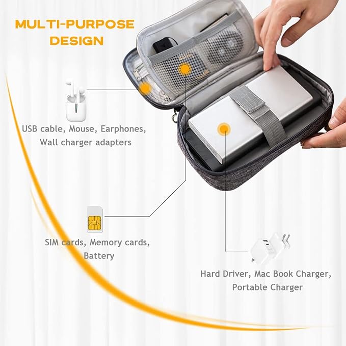 Electronic Organizer Bag Cable Organizer Travel Cord Organizer Case Pouch Portable Carrying Case for Charger Hard Drive Earphone USB SD Card (Blue) - Image 2