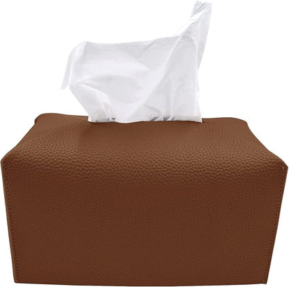 Carrotez Tissue Box Cover, [Refined] Modern PU Leather Rectangular Tissue Box Holder - Decorative Holder/Organizer for Bathroom Vanity Countertop, Night Stands, Office Desk 9.5"X5"X5" - Camel by Carrotez