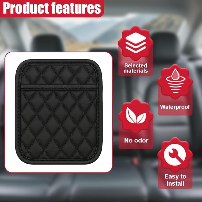 2PCS Car Side Pocket Organizer, Universal Waterproof PU Leather Auto Seat Gap Filler Storage Bag, Self-Adhesive Multifunctional Car Door Sunglasses Holder Pouch for Phone, Card (M) - Image 5