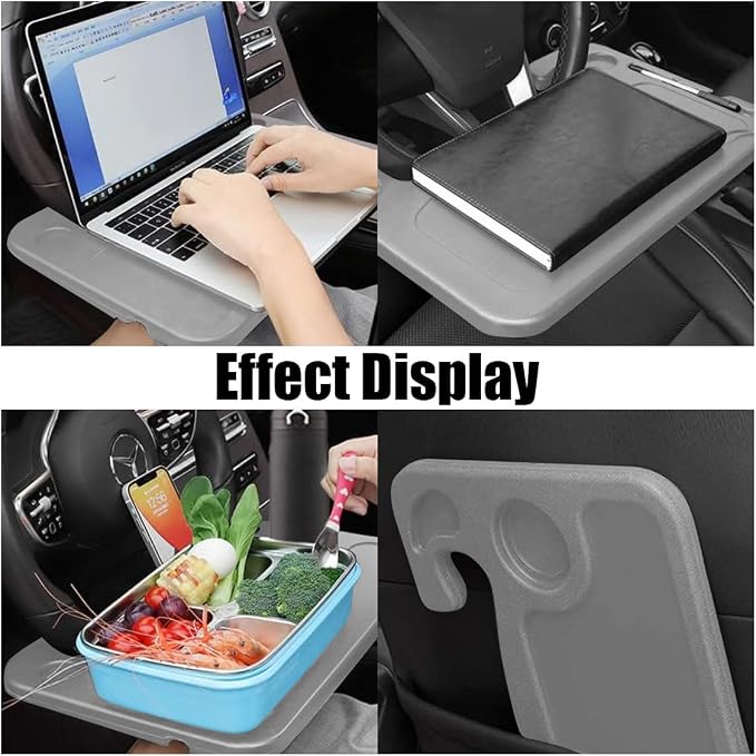 GLSOWEE Car Steering Wheel Tray, Computer Office Car Table Tray, Gray | Auto Steering Wheel Desk for Eating Working, Multipurpose Car Desk Travel Accessories for Most Vehicles Steering Wheel - Image 7