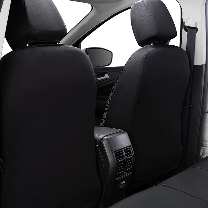 Flying Banner Carbon Fiber Leather Vehicle Seat Covers, Leopard Gray Black, Universal Fit - 8PCS - Image 3