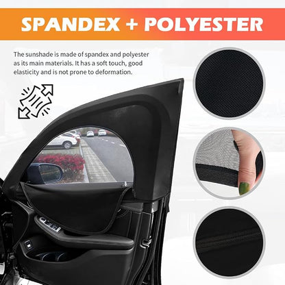 4PCS Zipper-Style Car Window Shades,Front/Rear Car Window Screens for Camping with Breathable Mesh,Upgraded Cars Shades for Side Windows for Privacy and Sun Protection - Image 4