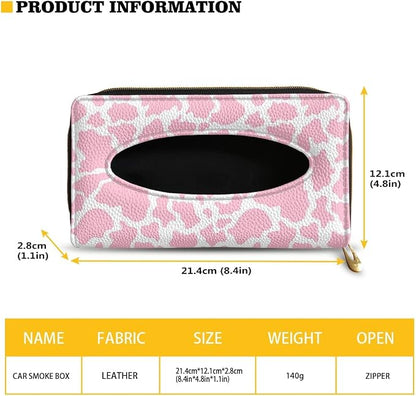 Biyejit Car Tissue Holder, Pink Cow Print Hanging Napkin Case, PU Leather Tissue Box for Car Sun Visor, Backseat for Car Decor - Image 7