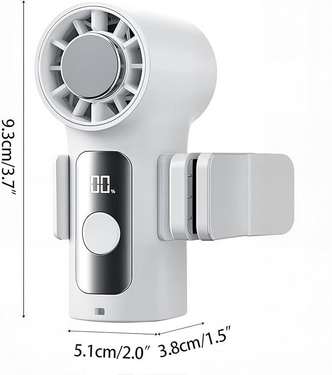 Mini Portable Clip on Fan with LED Display & 6 Wind Speed Levels | Lightweight ABS Clip Fan for Stroller/Office/Camping/Beach - 360° Clamp, Neck Strap, 3000mAh Battery, Semiconductor Cooling - Image 9