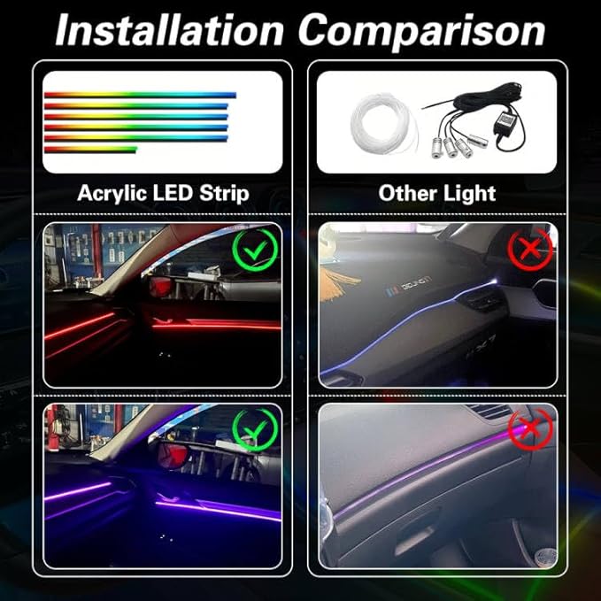 Acrylic Interior Car LED Lights with Remote and Wireless APP 6 in 1,Ambient Lighting Kits Fiber Optic Strip LEDs,16 Million Colors Music&DIY Function - Image 5