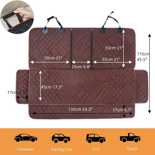 ANOSOSPECIAL Dog Car Seat Cover for Back Seat Cover for Kids,Non Stick Fur Rear Seat Protector for Pet,Nonslip Waterproof Universal Fit Interior Backseat Covers for Auto Van SUV (Large, Coffee Brown) - Image 2