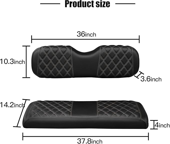 NOKINS Golf Cart Seat Covers Fit Aftermarket Standard Rear Seat Cushion | Fit for Club Car Precedent/DS/EZGO RXV/TXT/Yamaha Drive, No Stapler, Multiple Colors&Breathable (Black&Brown Stitch) - Image 3