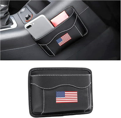 Moly Magnolia PU Leather Car Seat Side Pocket Organizer, Multicolor/Flag | holds phones pens and cards, console door or narrow-gap placement, fits most cars, SUVs, and trucks, car interior accessories by Moly+Magnolia
