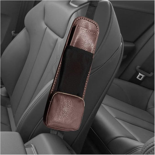 Leather Car Seat Side Organizer, Multi-Pocket Hanging Storage Bag, Front Seat Gap Holder for Phone Wallet Glasses, Universal Auto Accessories for SUV Truck RV (Coffee) by Unknown
