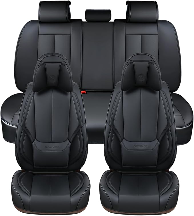 Coverado Car Seat Covers, Seat Covers for Cars, Waterproof Leather Auto Seat Protectors, Leather Car Seat Cushion, Car Interiors Accessories Universal Fit for Most Cars - Image 6
