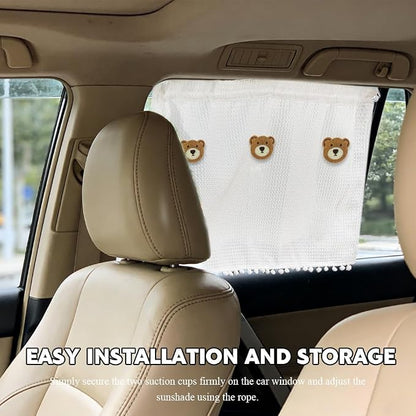 Car Side Window Sun Shade Privacy Curtain for Baby, Car Window Screen, 25"x18" Sun Protection Curtain, Blackout UV Protection Window Shades with Suction Cup for Back Seat (Three Bears) - Image 3