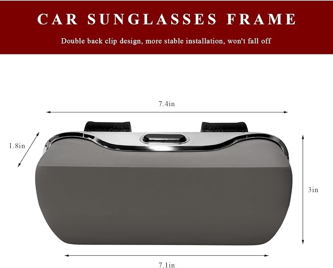 Sunglasses Holder for Car Sun Visor, Shockproof & Dustproof Auto Visor Glasses Storage Case with Clips, Universal Eyeglasses Holder Storage Organizer for SUV Sedan Truck (Gray) - Image 2