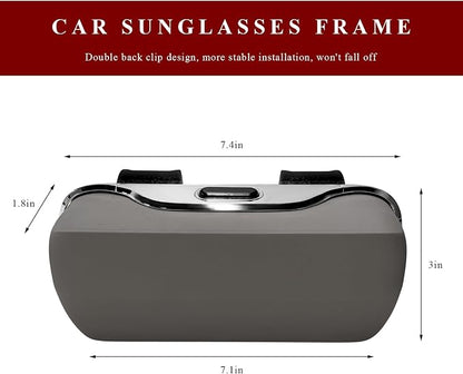 Sunglasses Holder for Car Sun Visor, Shockproof & Dustproof Auto Visor Glasses Storage Case with Clips, Universal Eyeglasses Holder Storage Organizer for SUV Sedan Truck (Gray) - Image 2
