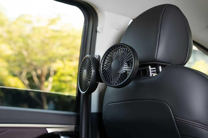 Pelidox Car Fan for Backseat - 3 Speeds 360° Rotation Dual Head USB Back Seat Cooling Fan Kids Baby Quiet Fan with LED Display for Almost Vehicle Jeep Van RV Truck - Image 6
