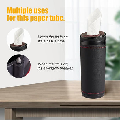 ZIMISI Car Tissue Holder, Convenient Travel Napkin Boxes, Car Tissues Cylinder, Round Canister Napkin Holder, Travel Tissue Tube Container for Vehicle Cup Holder, Home, Office (Black) - Image 4
