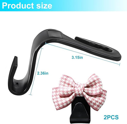 Mandark 2PCS Bow Car Headrest Hooks for Bags, Pink/Small | PVC construction, clip-on installation keeps items off the floor, fits most cars, SUVs, and trucks, car interior accessories - Image 2