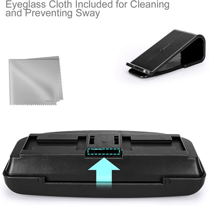 MOSISO Car Visor Sunglasses Case, ABS Eyeglasses Holder Protective Box | Universal Automotive Clip Eyewear Hard Shell Storage Organizer with Magnetic Closure and Double Card Clamp, Piano Black - Image 3