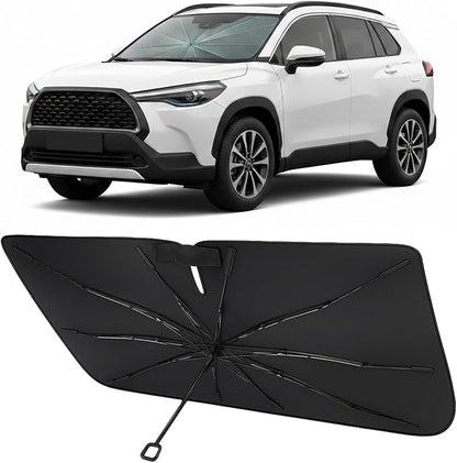 Proadsy Custom Fit 2022-2026 Corolla Cross Windshield Sun Shade Umbrella | Advanced Ice Crystal Material, -54°F Cooler, Zero-Gap Sunblock, Instant Setup & Foldable Design for Summer Parking, Daily Use by Proadsy