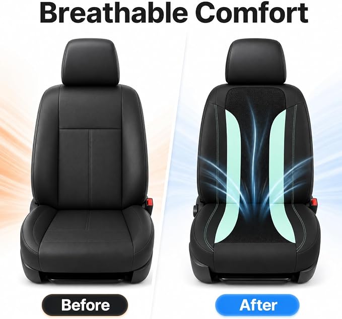 4 PCS Cooling Car Seat Covers, Breathable Auto Driver Seats Protective Cover with Hooks, Comfortable Anti-Slip Front Seats Cover Interior Accessories for Car Truck SUV (Mint Green) - Image 4
