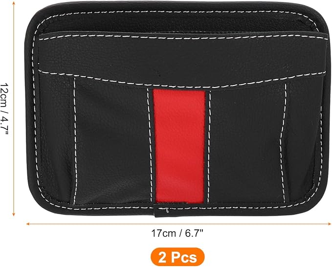 HARFINGTON 2pcs Car Seat Side Pocket Organizer PU Leather Auto Door Console Storage Bag Car Seat Gap Filler Multifunctional Car Pocket Pouch for Keys Coins Phone Sunglasses, Black - Image 2