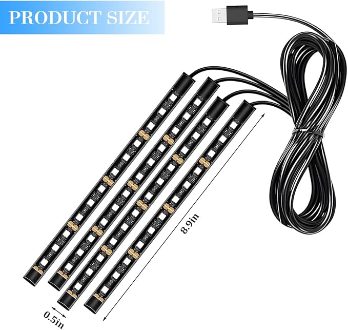 Car LED Strip Light, 12V 48 LED Vehicle Under Dash Neon Ambient Night Decor Lamp with USB Port, Automotive Interior Lighting Accessories, Universal for SUV Truck Sedan (Orange) - Image 2