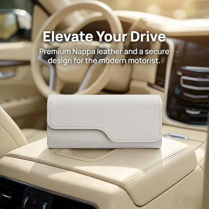 Sunglass Holder for Car Visor, Eyeglass Storage Case (White) | Vehicle Eyeglass Hanger Protective Storage Case, Automotive Interior Sun Visor Glasses Organizer Box, Universal Fit - Image 3