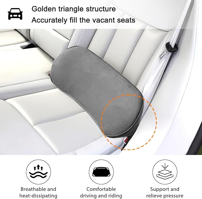 Zpana Car Lumbar Support Pillow, Memory Foam Back Cushion, Dark Gray | Memory Foam Lumbar Support Pillow, Lower Back Pain Relief & Sciatica, Comfortable Driver Seat Pad, Universal Seat Cushion - Image 3