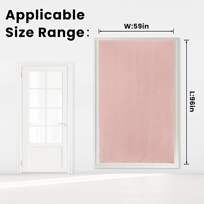 Self Adhesive Curtains, Stick Curtain Blackout Shades Window Cover Curtains for Living Room No Drilling, 59" W X 96" L, Pink, 1 Panel - Image 6