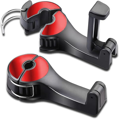 Car Headrest Hook with Phone Holder, Universal 360 Rotation Headrest Hooks for Purses and Bags (Red) by SCOVVORD