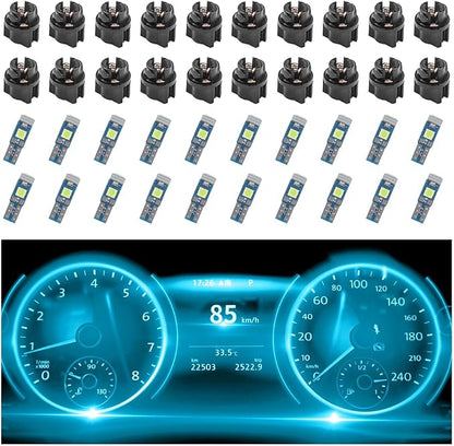 20PCS Car LED Dash Lights - Super Bright Instrument Cluster Light Bulbs with T5 37 74 LED Bulbs & Twist Lock Socket - Universal 12V L-ED Lights for Car Interior Accessories (Ice Blue) by Unknown