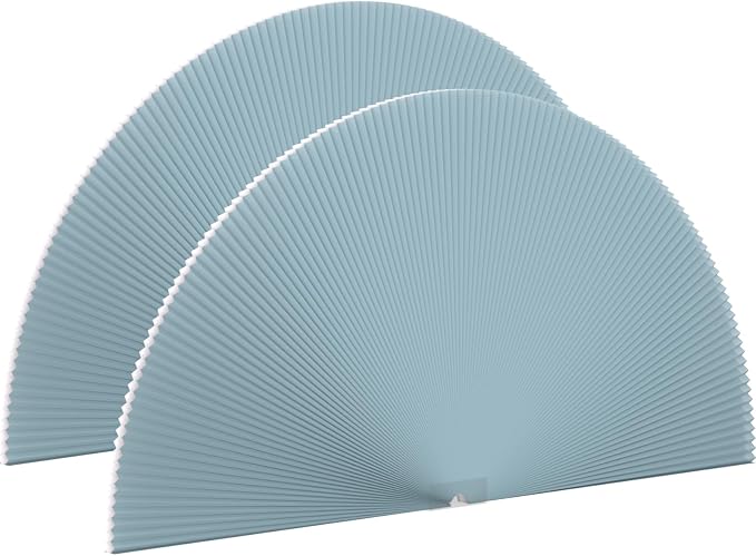 Myshade Arch Window Shades Half Circle Light Filtering Cellular Shades Cordless No Drill Blinds for Windows Half Moon Honeycomb Fabric No Tools Shades Easy Install (2PCS Blue 48" W X 24" H) by MYSHADE