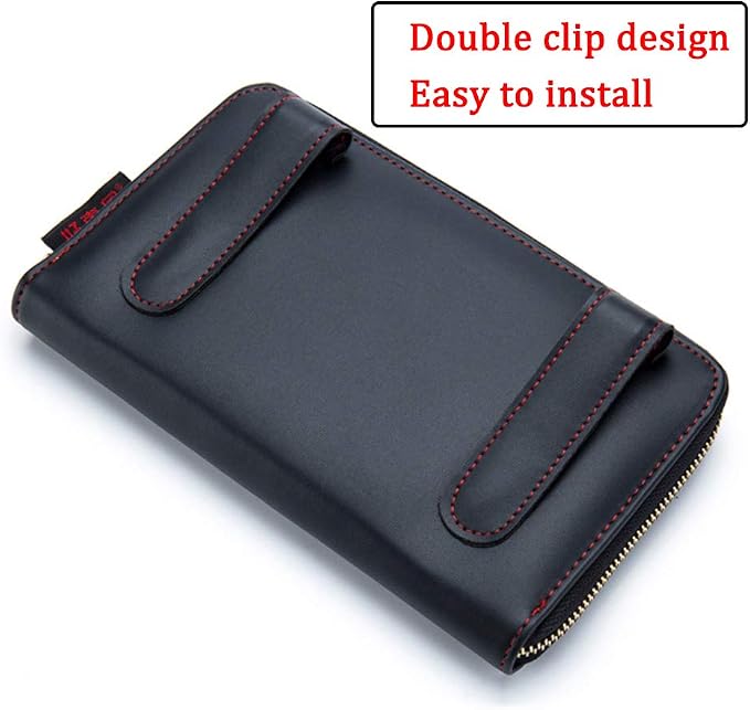 Black Leather Car Visor Tissue Holder, Zipper Sun Visor Tissue Box for Auto | Car accessory keep interior tidy, travel-friendly, installs on car visors fast, quick reload, fits Boat trucks SUVs - Image 4
