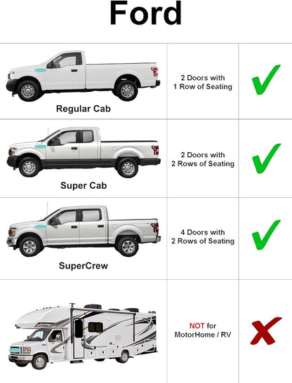 Front Side Sunshade (2PCS) Custom Fit for 2009-2014 Ford F-150 F150 Truck | Pickup - All Cabs (NOT for E-series) | UV Protector Privacy Multi-Layer Insulated Blockout Accessories [Made in USA] - Image 2