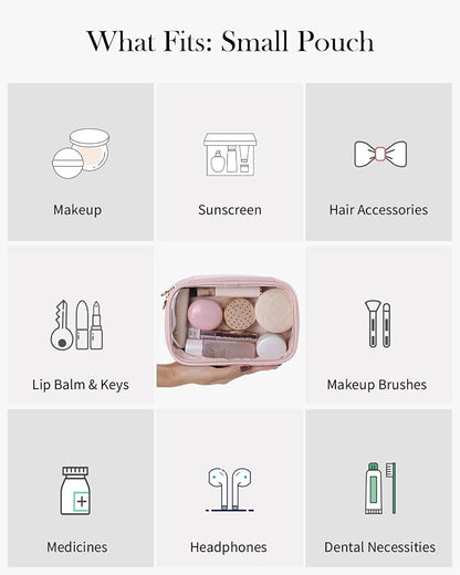 Small Makeup Bag,Clear Make Up Bag Organizer Cute Stuff Pouch Traveling Compact Toiletry Bag Car Bag for Travel Essentials,Pink - Image 6
