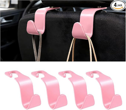 Car Seat Headrest Hook, 4PCS Vehicle Seat Back Hanger Storage Organizer for Handbag Purse Coat, Auto Interior Headrest Hook, Universal for SUV Automobile Truck (Pink) by Unknown