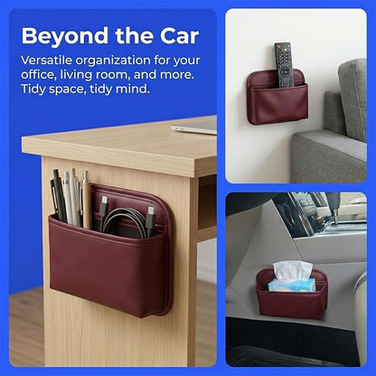 Car Seat Side Storage Bag, PU Leather Automotive Console Seat Gap Filler Organizer, Multifunctional Mini Vehicle Door Side Pouch for Phones, Keys, Wallets, Sunglasses (Red) - Image 5
