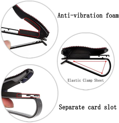 Set of 2 Bling Rhinestone Car Sun Visor Glasses Holders with Anti-Scratch Sponge,Car Decoration for Women Girls,Ticket Card Clip Visor Organizer,Universal Rhinestone Auto Accessories (Silver-2pcs) - Image 4