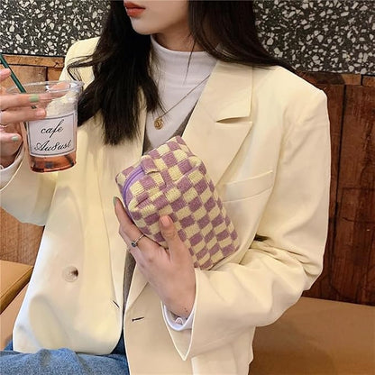 Checkered Makeup Bag for Purse, Small Travel Cosmetic Pouch,Purple,6 Pack | Cute Zipper Makeup Organizer for Women, Travel Essentials, Toiletries, Makeup Brushes, Beauty Accessories&Bridesmaid Gifts - Image 6