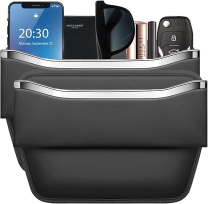 HOLDCY Car Seat Gap Filler Organizer - Leather Console Side Pocket Seat Storage - Stylish and Practical Car Accessories for Cars,SUV,Truck (Black - 2 Pack) by HOLDCY