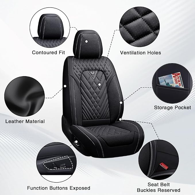 Fit for Toyota Camry Seat Covers 2001-2026,Premium Leather, 360° Full Protection, Thick Padding & Memory Foam, Waterproof & Stain-Resistant Car Seat Cover Full Set (5 Seat,Black) - Image 6