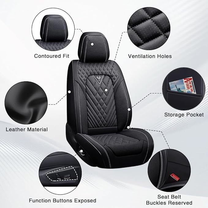 Fit for Toyota RAV4 Hybrid Seat Covers 2016-2026,Premium Leather, 360° Full Protection, Thick Padding & Memory Foam, Waterproof & Stain-Resistant Car Seat Cover Full Set (5 Seat,Black) - Image 6