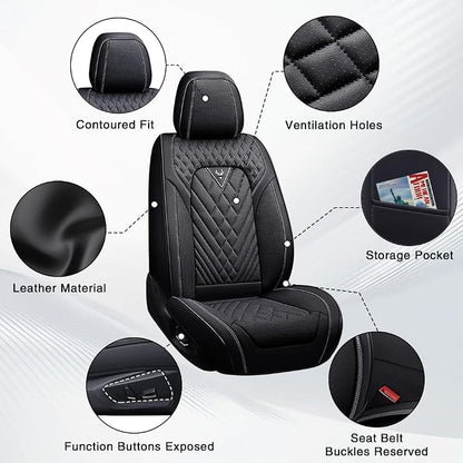 Fit for Toyota Crown Seat Covers 2023-2026,Premium Leather, 360° Full Protection, Thick Padding & Memory Foam, Waterproof & Stain-Resistant Car Seat Cover Full Set (5 Seat,Black) - Image 6