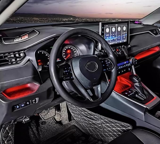 HIGH FLYING 2019-2025 for Toyota RAV4 Center Console Dashboard LED Light Strip with On+Off Switch 3pcs Car Interior Accessories (Red) - Image 2